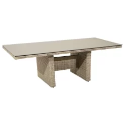 Ploß Sahara Gartentisch 220x100cm Geflecht/Glas Beige-Grau-Meliert/Light Grey