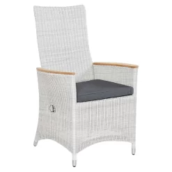 LC Garden Chelsea Gartensessel Geflecht Mit Teak-Armlehnen White Wash/Anthrazit