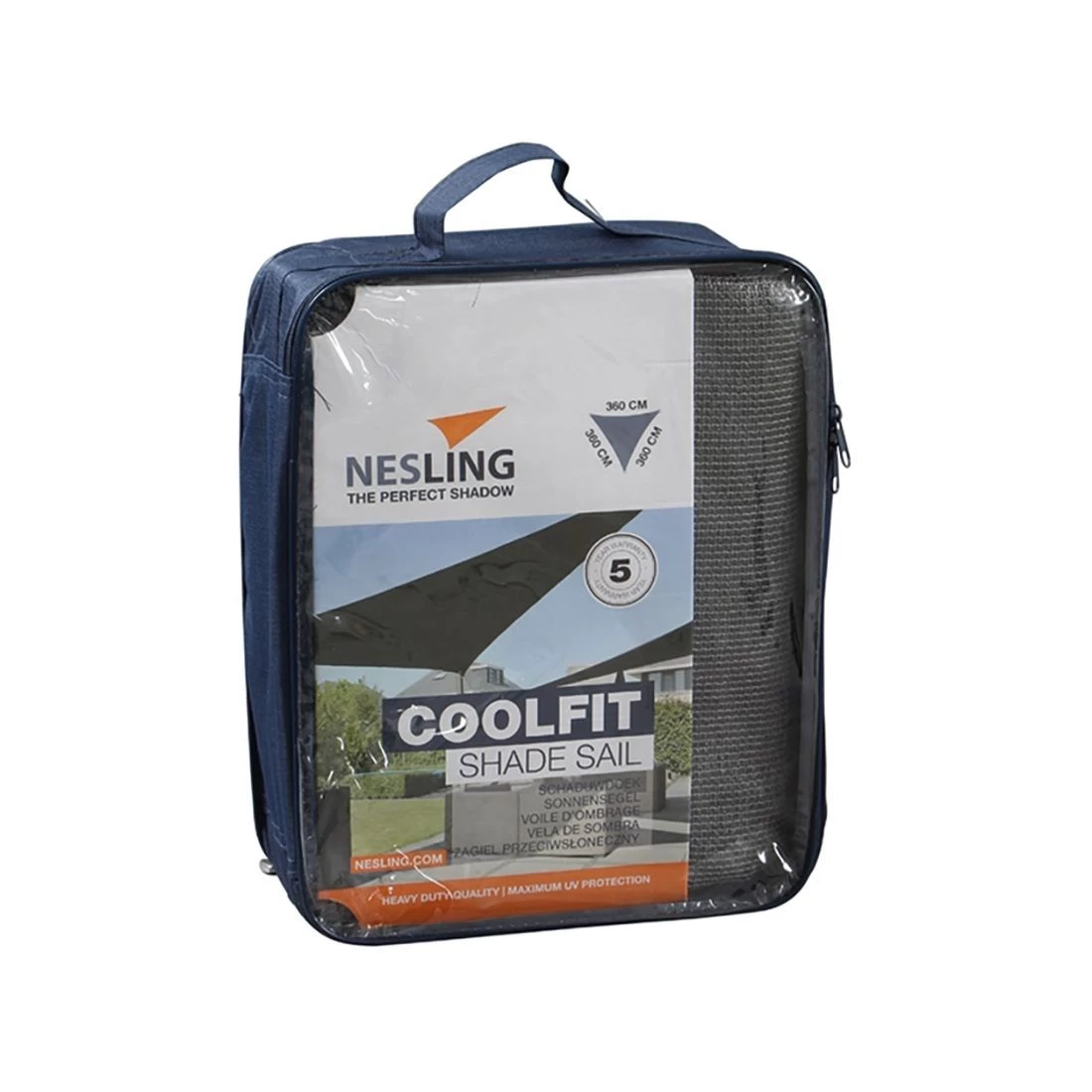 Nesling Coolfit Sonnensegel 3-Eck 360x360 Cm HDPE Grau 1 Nesling Coolfit Sonnensegel 3-Eck 360x360 Cm HDPE Grau