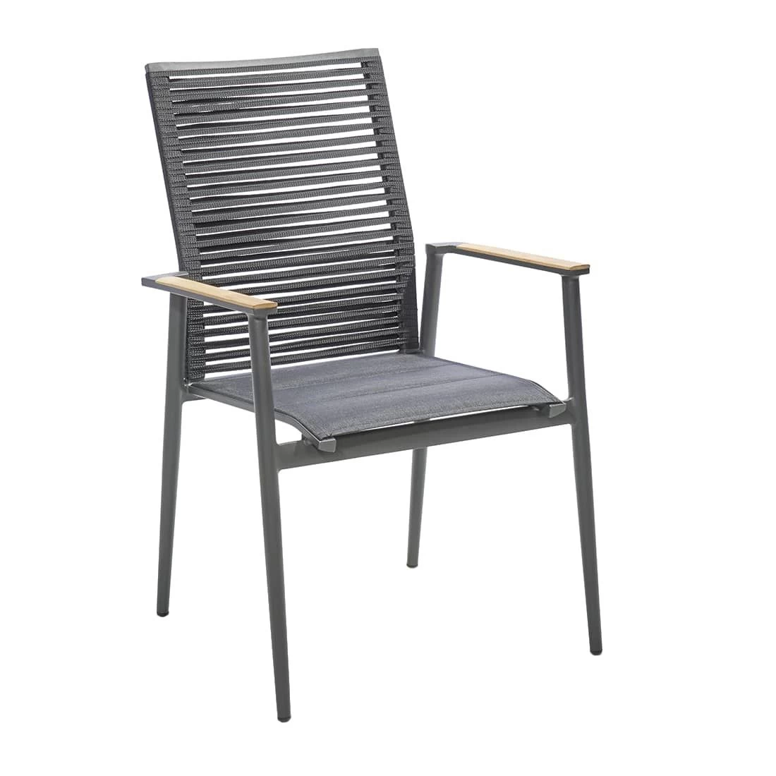 Musterring Amsterdam Stapelsessel Aluminium/Kordel/TeakAL Anthrazit 1 Musterring Amsterdam Stapelsessel Aluminium/Kordel/TeakAL Anthrazit