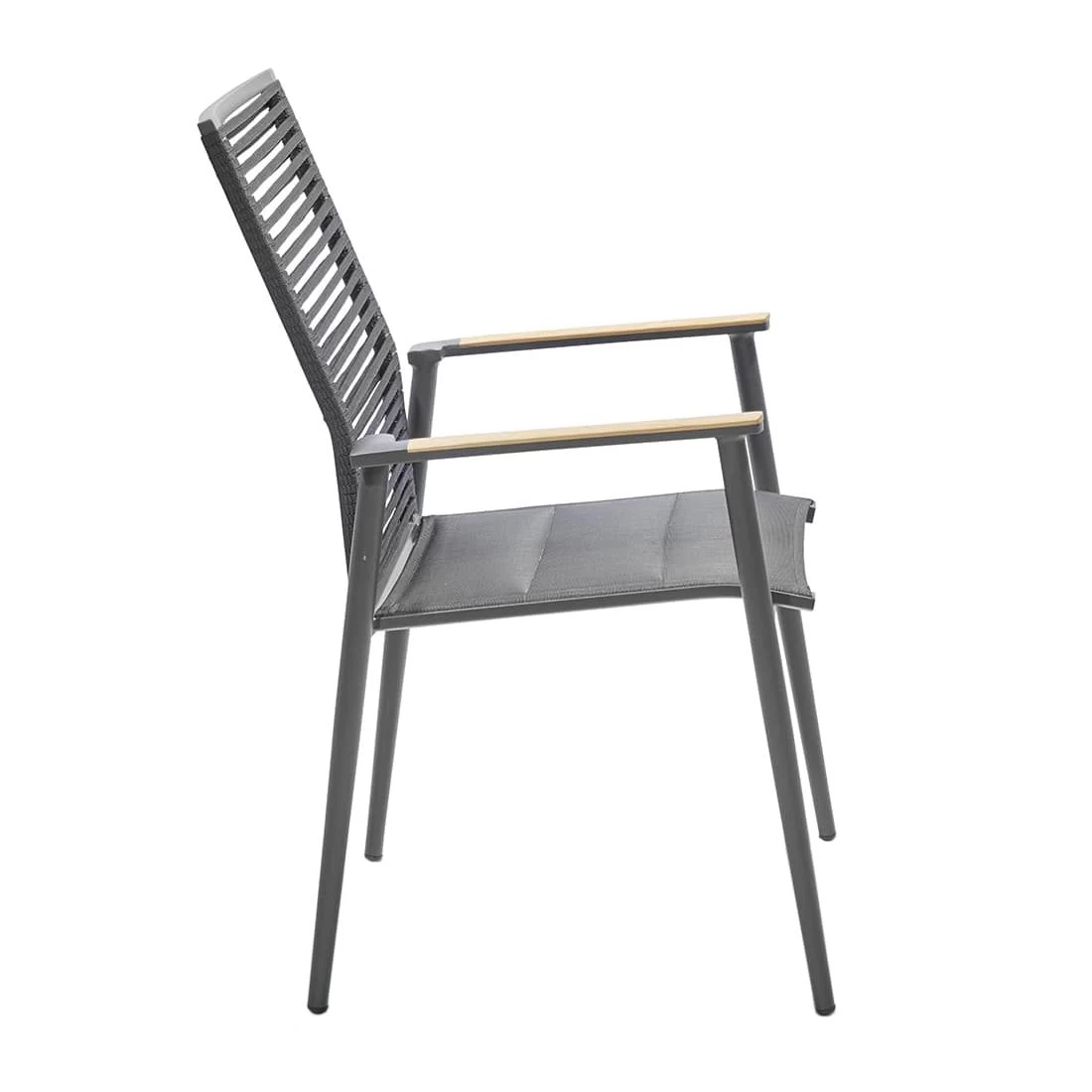 Musterring Amsterdam Stapelsessel Aluminium/Kordel/TeakAL Anthrazit 2 Musterring Amsterdam Stapelsessel Aluminium/Kordel/TeakAL Anthrazit – Bild 2