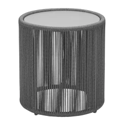 Musterring Formentera Beistelltisch Ø44,4cm Aluminium/Kordelbespannung Anthrazit/Grau
