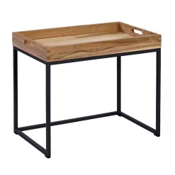 OUTLIV. Tray Beistelltisch 53x35cm Stahl/Teak Recycelt Schwarz/Teak