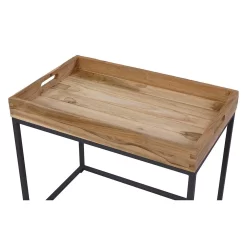 OUTLIV. Tray Beistelltisch 53x35cm Stahl/Teak Recycelt Schwarz/Teak -Gartenmöbel Store 1243784 4