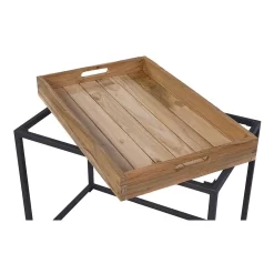 OUTLIV. Tray Beistelltisch 53x35cm Stahl/Teak Recycelt Schwarz/Teak -Gartenmöbel Store 1243784 5