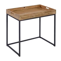 OUTLIV. Tray Beistelltisch 60x40cm Stahl/Teak Recycelt Schwarz/Teak