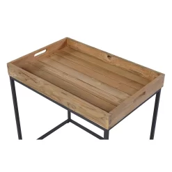 OUTLIV. Tray Beistelltisch 60x40cm Stahl/Teak Recycelt Schwarz/Teak -Gartenmöbel Store 1243795 5