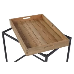 OUTLIV. Tray Beistelltisch 60x40cm Stahl/Teak Recycelt Schwarz/Teak -Gartenmöbel Store 1243795 6