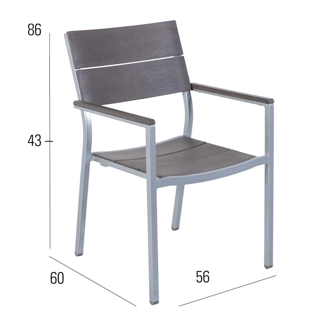 MBM Brisbane Stapelsessel Aluminium/Resysta Silber/Stone Grey 2 MBM Brisbane Stapelsessel Aluminium/Resysta Silber/Stone Grey – Bild 2