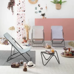 Lafuma Maxi Transat Liegestuhl Stahl/Velio Néo Titane/Flora -Gartenmöbel Store 1272373 8