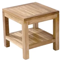 Zebra Lobby Kaffeetisch 45x45cm Teak Mit Ablage Natur