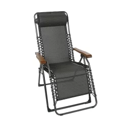 Sungörl Oasi DV Relaxliege Stahl/Textilene/Eschenholz Eisengrau/Quatro-Black-Gold
