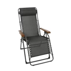 Sungörl Oasi DV XL Relaxliege Stahl/Textilene/Eschenholz Eisengrau/Quatro-Black-Gold