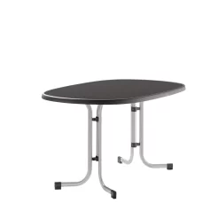 Sieger Boulevard Klapptisch Oval 140x90 Cm Stahl/Mecalit Graphit/Schiefer Anthrazit
