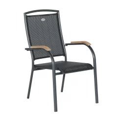 Hartman Raffaelo Stapelsessel Aluminium/Textilene Mit Teak-Armlehnen Xerix