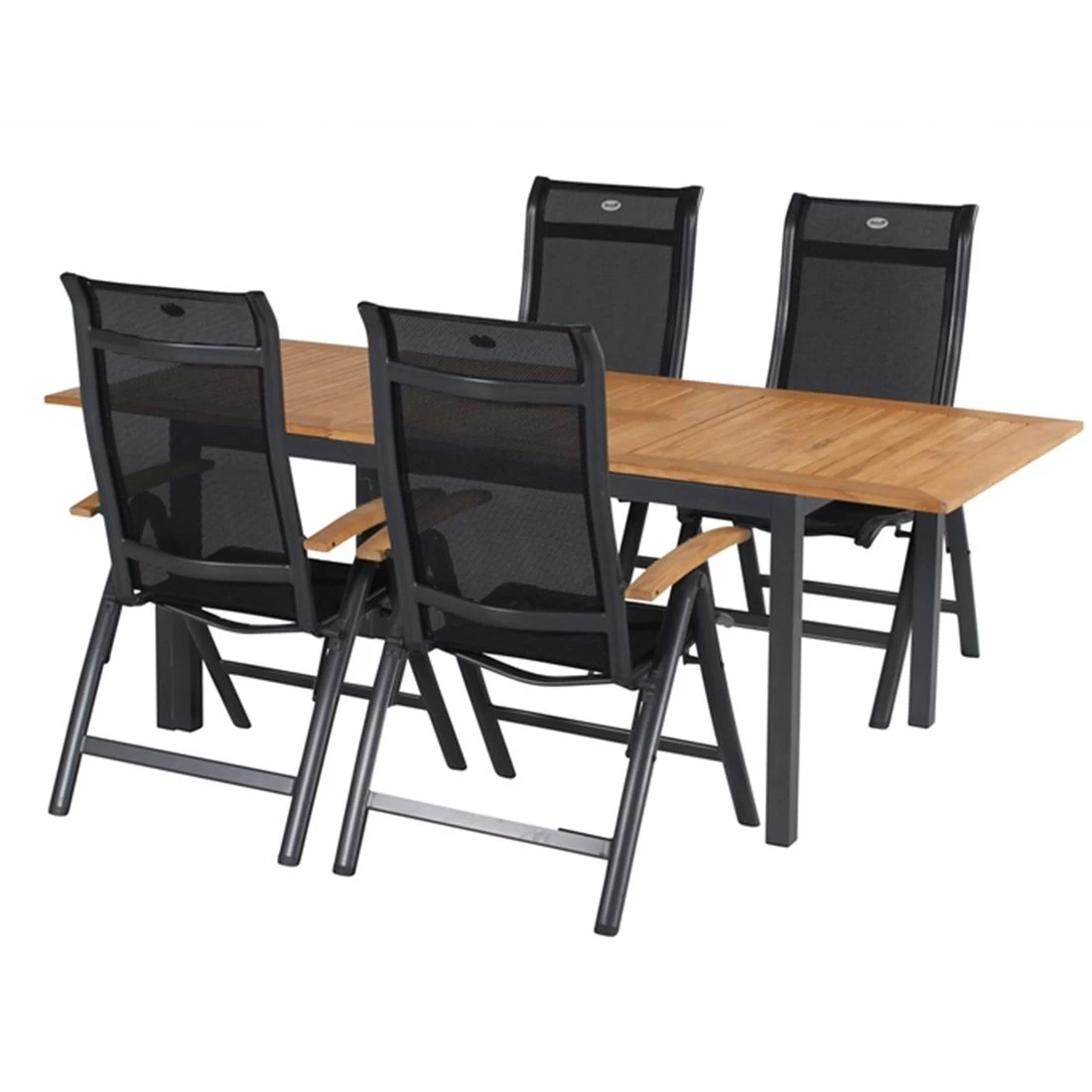 Hartman Alice Klappsessel Aluminium/Textilene Mit Teak-Armlehnen Xerix/Schwarz 2 Hartman Alice Klappsessel Aluminium/Textilene Mit Teak-Armlehnen Xerix/Schwarz – Bild 2