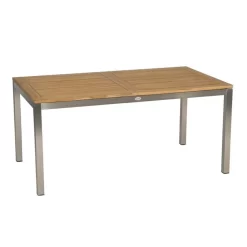 Stern Ausziehtisch 162/220x90cm Edelstahl/Teak Natur