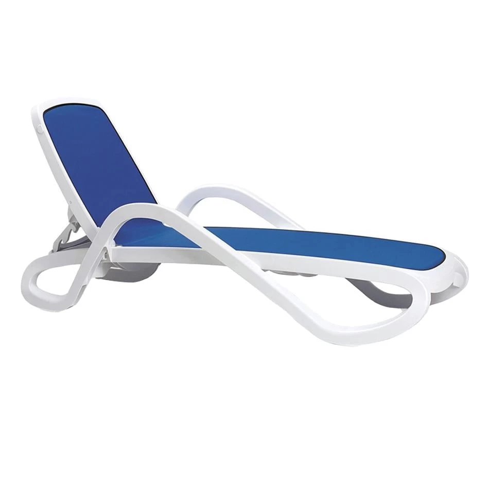 Nardi Alfa Gartenliege Kunststoff/Textilene Weiß/Blau 2 Nardi Alfa Gartenliege Kunststoff/Textilene Weiß/Blau – Bild 2