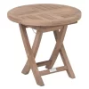 Zebra Poker Beistelltisch Ø50 Cm Teak Mit Edelstahlbeschlägen Natur