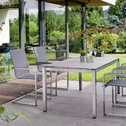 Stern Evoee Freischwinger Edelstahl/Textilene Silber/Silbergrau -Gartenmöbel Store 926577 3