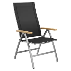 OUTLIV. Oviedo Klappsessel Edelstahl/Textilene/Teak-AL Schwarz