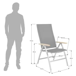 OUTLIV. Oviedo Klappsessel Edelstahl/Textilene/Teak-AL Schwarz -Gartenmöbel Store 980059 10