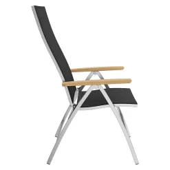 OUTLIV. Oviedo Klappsessel Edelstahl/Textilene/Teak-AL Schwarz -Gartenmöbel Store 980059 4