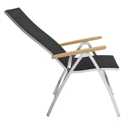 OUTLIV. Oviedo Klappsessel Edelstahl/Textilene/Teak-AL Schwarz -Gartenmöbel Store 980059 5