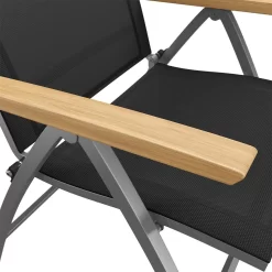 OUTLIV. Oviedo Klappsessel Edelstahl/Textilene/Teak-AL Schwarz -Gartenmöbel Store 980059 8