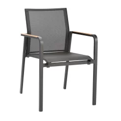 Best Paros Stapelsessel Aluminium/Ergotex/Teak-AL Anthrazit/Anthrazit