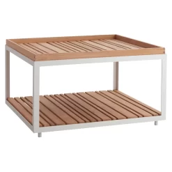Cane-Line Level Beistelltisch 79x79cm Aluminium/Teak White/Natur
