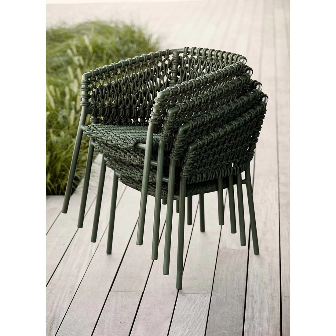 Cane-Line Ocean Stapelsessel Aluminium/Rope Dark Green 2 Cane-Line Ocean Stapelsessel Aluminium/Rope Dark Green – Bild 2