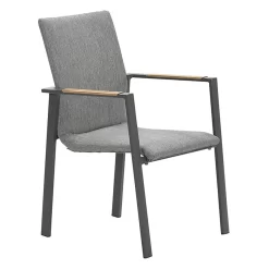 Garden Impressions Ottawa Stapelsessel Aluminium/Textilene/Teak Carbon Black/Grau