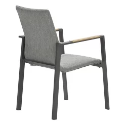 Garden Impressions Ottawa Stapelsessel Aluminium/Textilene/Teak Carbon Black/Grau -Gartenmöbel Store garden impressions ottawa diningsessel aluminium teak textilene 1436119 5