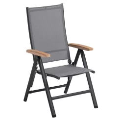 Kettler Cirrus Klappsessel Aluminium/Teak-Armlehne Anthrazit/Anthrazit-Grau -Gartenmöbel Store kettler cirrus klappsessel aluminium teak armlehne anthrazit anthrazit grau 1270899 1