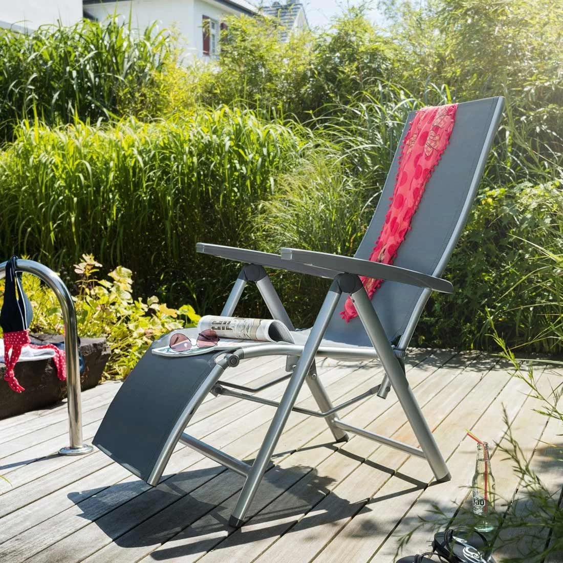 Kettler Cirrus Relaxsessel Aluminium/Textilene Silber/Anthrazitgrau 4 Kettler Cirrus Relaxsessel Aluminium/Textilene Silber/Anthrazitgrau – Bild 4