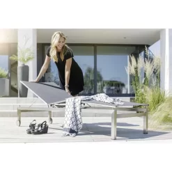 Kettler Feel Gartenliege Edelstahl/Textilene Grau Meliert -Gartenmöbel Store kettler feel gartenliege 203cm edelstahl textilene grau meliert 1005282 12