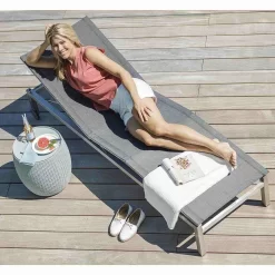 Kettler Feel Gartenliege Edelstahl/Textilene Grau Meliert -Gartenmöbel Store kettler feel gartenliege 203cm edelstahl textilene grau meliert 1005282 2