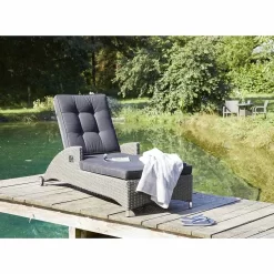 LC Garden Barcelona Gartenliege Geflecht/Polyester Grau Mix/Schwarz -Gartenmöbel Store l c wholesaler barcelona loungeliege geflecht verstellbar 3