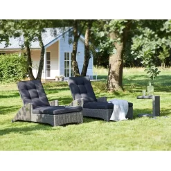 LC Garden Barcelona Gartenliege Geflecht/Polyester Grau Mix/Schwarz -Gartenmöbel Store l c wholesaler barcelona loungeliege geflecht verstellbar 4