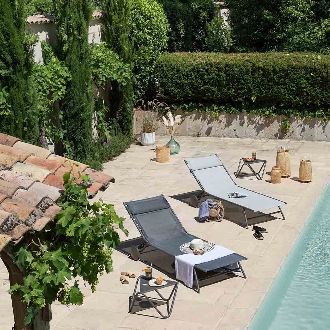 Lafuma Miami II Gartenliege Stahl/BatylineDuo Titane/Galet 2 Lafuma Miami II Gartenliege Stahl/BatylineDuo Titane/Galet – Bild 2