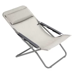 Lafuma Transabed Liegestuhl Stahl/Batyline Duo Titane/Galet