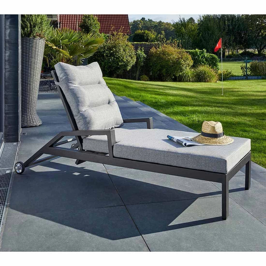 LC Garden Bondino II Gartenliege Aluminium/Polyester Anthrazit/Grau 2 LC Garden Bondino II Gartenliege Aluminium/Polyester Anthrazit/Grau – Bild 2