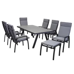 LC Garden Sondrino Gartenhocker Mit Kissen Aluminium/Polyester Schwarz/Grau -Gartenmöbel Store lc garden sondrino hocker mit kissen aluminium polyester 1433039 4