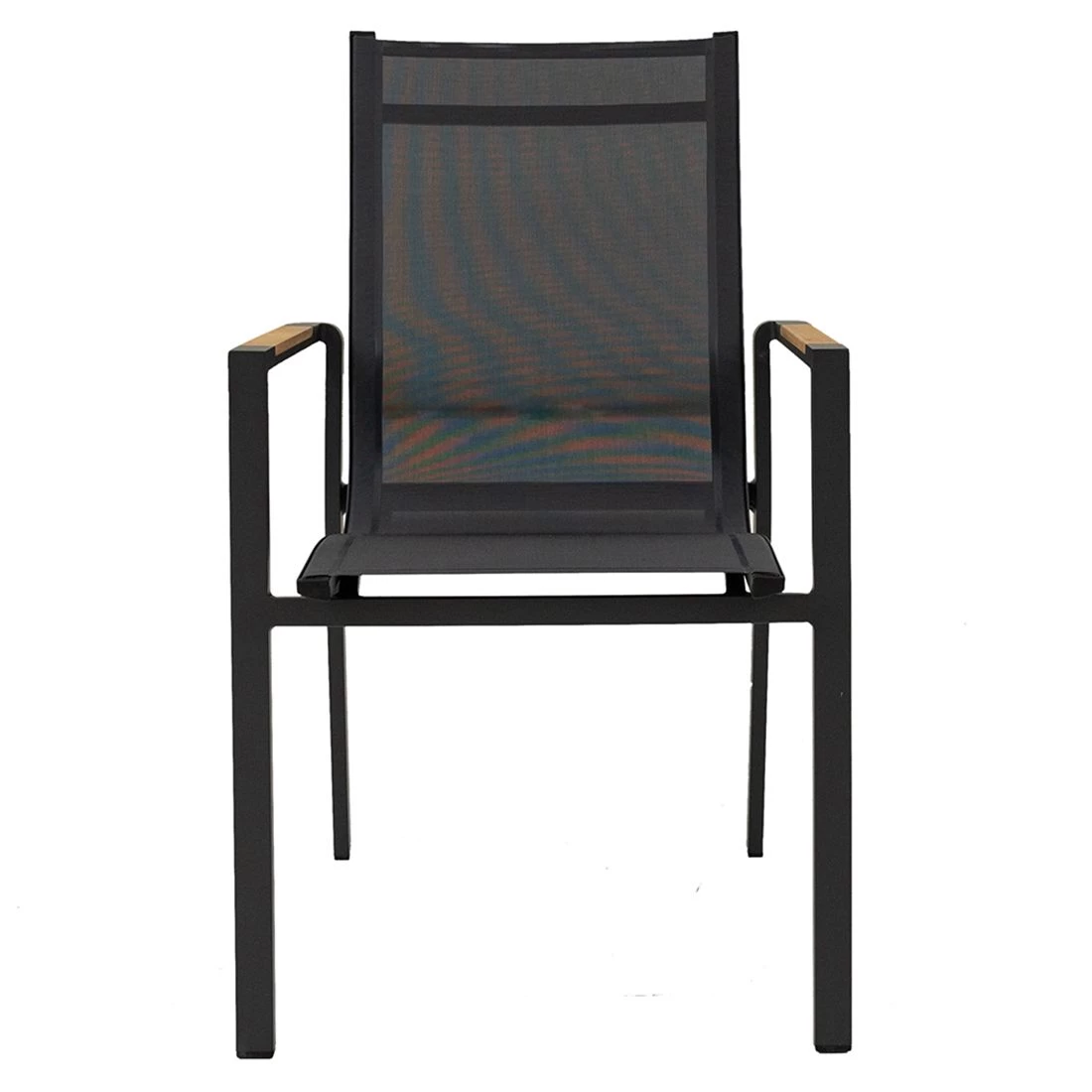 LC Garden Unicamo Stapelstuhl Aluminium/Textilene/Teak Anthrazit/Natur 2 LC Garden Unicamo Stapelstuhl Aluminium/Textilene/Teak Anthrazit/Natur – Bild 2