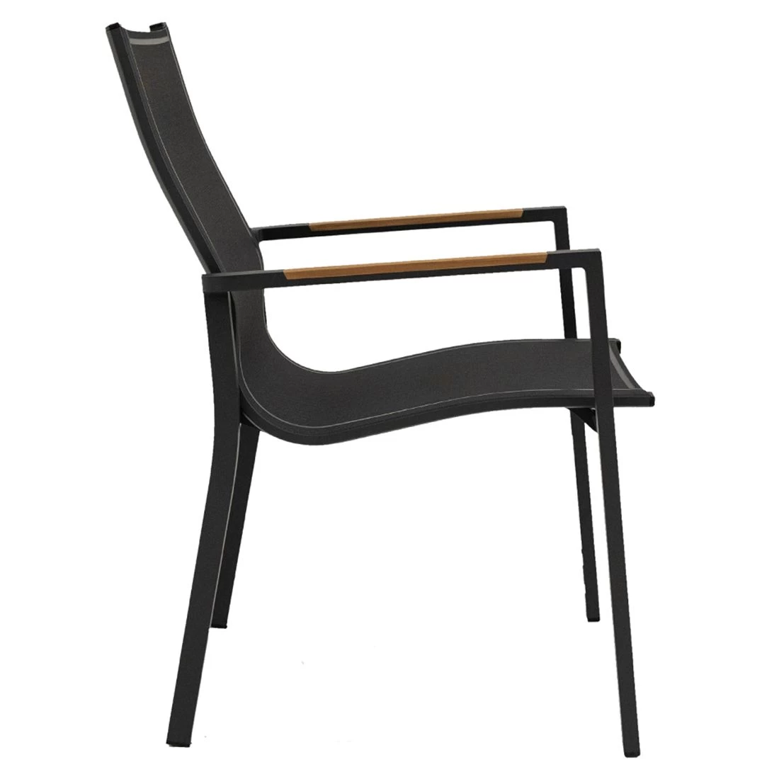 LC Garden Unicamo Stapelstuhl Aluminium/Textilene/Teak Anthrazit/Natur 3 LC Garden Unicamo Stapelstuhl Aluminium/Textilene/Teak Anthrazit/Natur – Bild 3