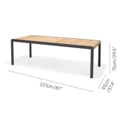 LifestyleGarden Amber Gartentisch 220x95cm Aluminium/Teakholz Magnesium Grau/Teak -Gartenmöbel Store lifestylegarden amber gartentisch 220x95cm aluminium teakholz 1440816 9
