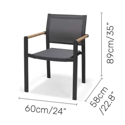 LifestyleGarden Amber Stapelsessel Aluminium/Textilene Magnesium Grau/Grau Meliert -Gartenmöbel Store lifestylegarden amber stapelsessel aluminium textilene 1440717 6