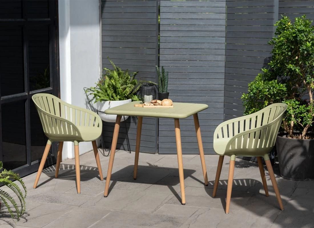 LifestyleGarden Nassau Gartensessel Eukalyptusholz/Kunststoff Teaklook/Salbeigrün 2 LifestyleGarden Nassau Gartensessel Eukalyptusholz/Kunststoff Teaklook/Salbeigrün – Bild 2