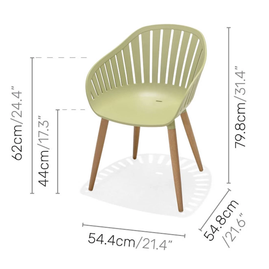 LifestyleGarden Nassau Gartensessel Eukalyptusholz/Kunststoff Teaklook/Salbeigrün 7 LifestyleGarden Nassau Gartensessel Eukalyptusholz/Kunststoff Teaklook/Salbeigrün – Bild 7